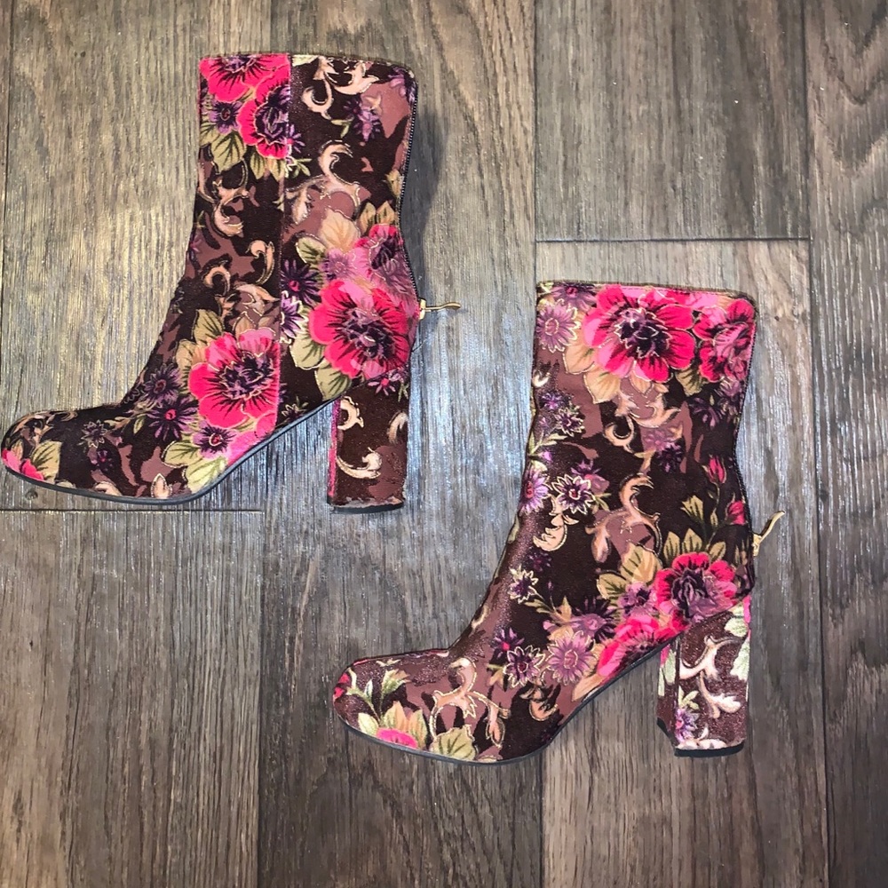 Floral Ankle Booties